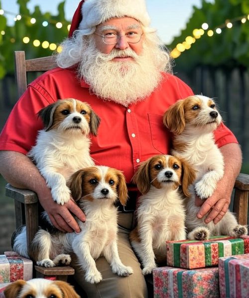 Summer santa with dogs